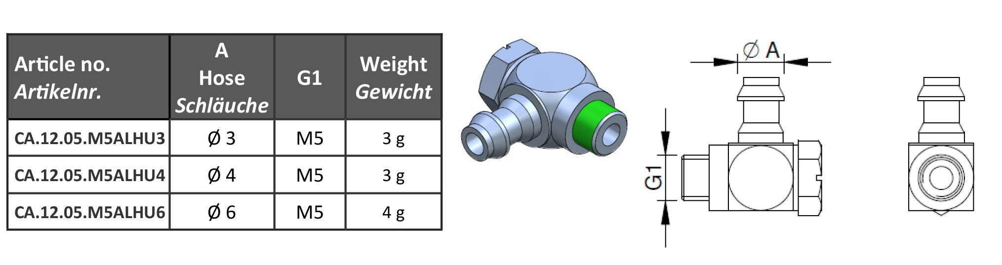 Empalme roscado gira M5 6