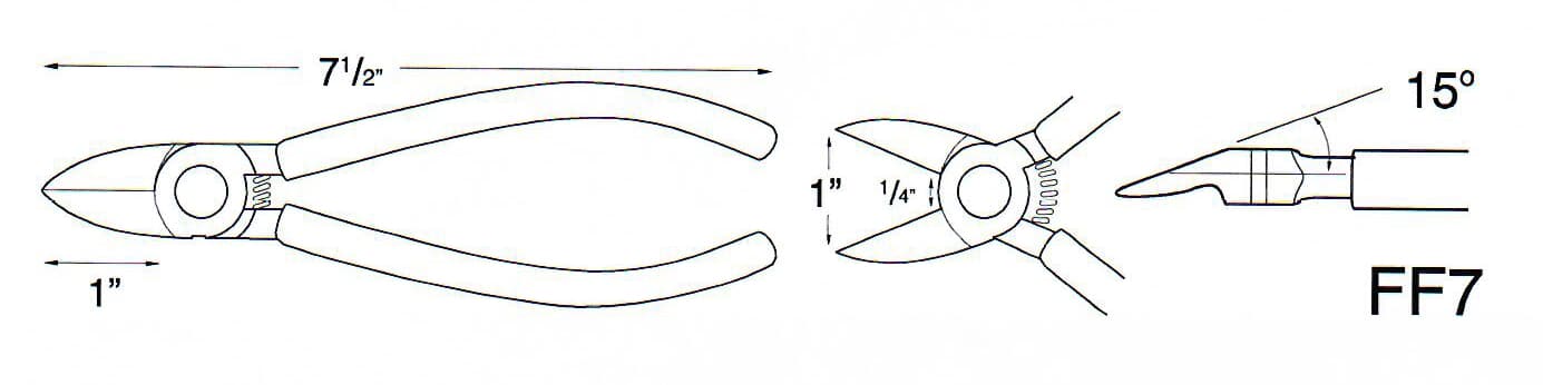 Pinza de precisión con cara plana 7 1/2" (190 mm)