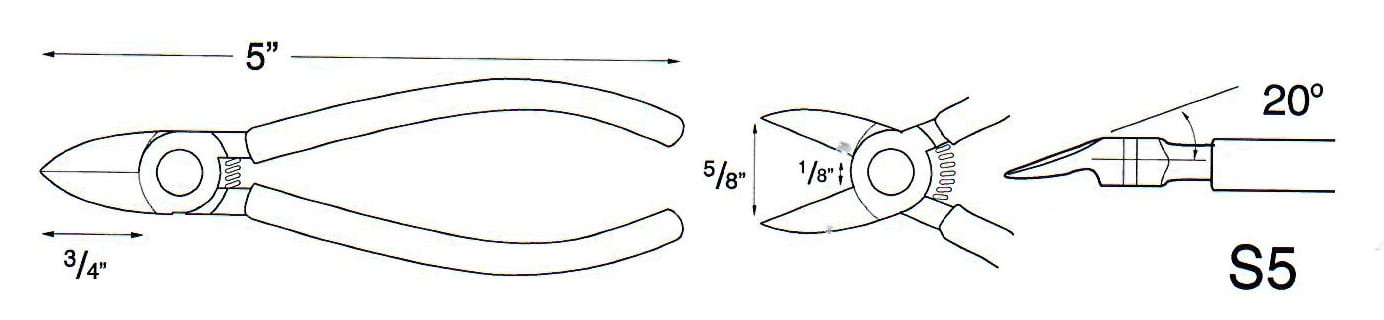 Pinza de precisión curveada 5" - 20° (127 mm)